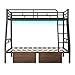 PVWIIK Bunk Bed Twin Over Full with Storage Drawers and LED/Metal Bunk Bed Frame w/Under-Bed Storage for Dormitory,Living Room,Bedroom,Kids,Black