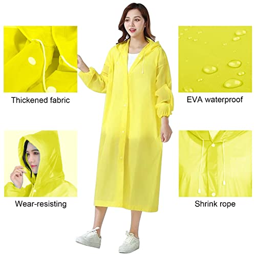 Colexy Regenponcho mit Kapuze, Wasserdicht Regenjacken Regencape Unisex, Wiederverwendbar Regenponcho Fahrrad Poncho Multifunktionaler Regenmantel für Wandern Radfahren Camping und Reisen (Gelb)
