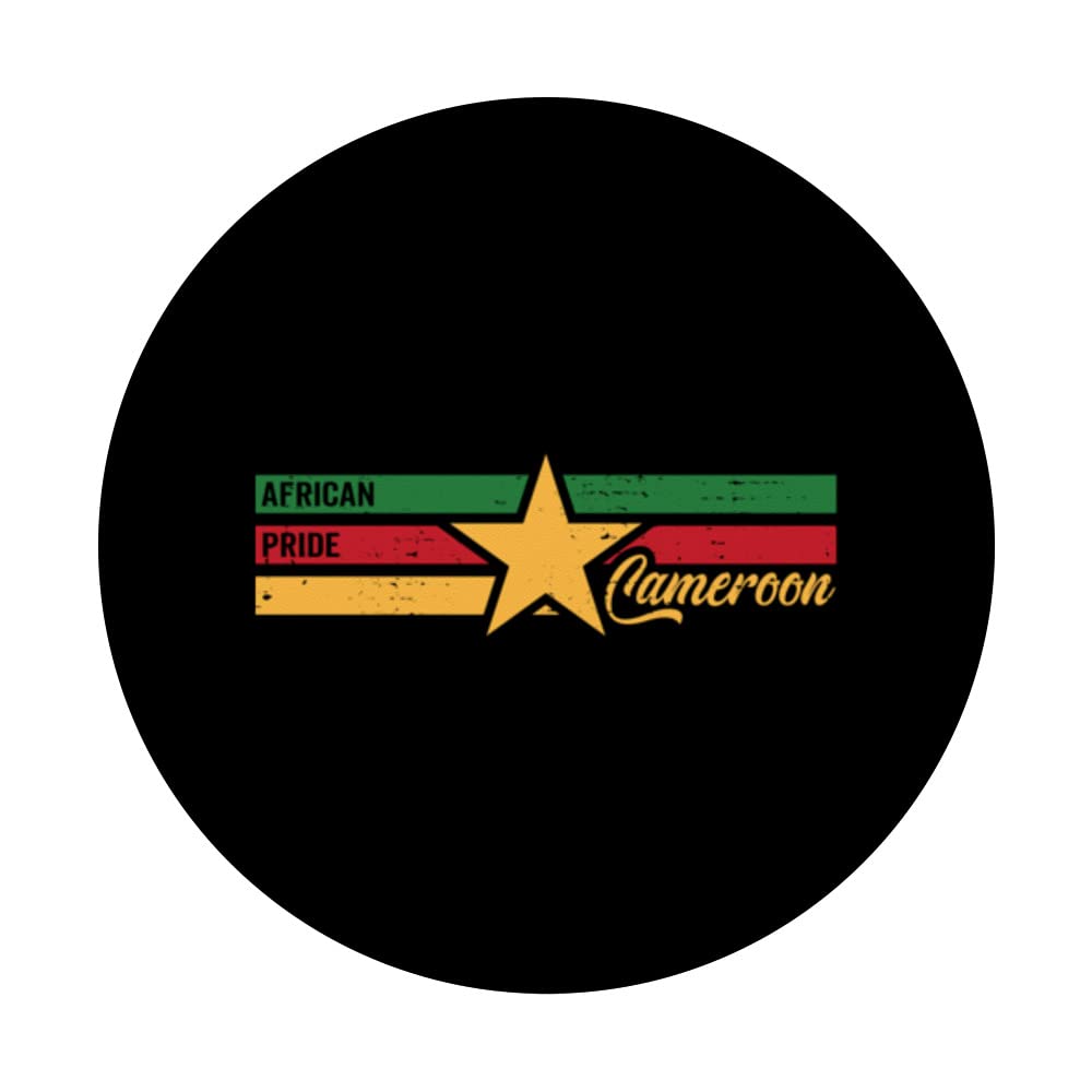 Cameroon Cameroun lover and supporter african pride PopSockets Swappable PopGrip, Black - Image 3