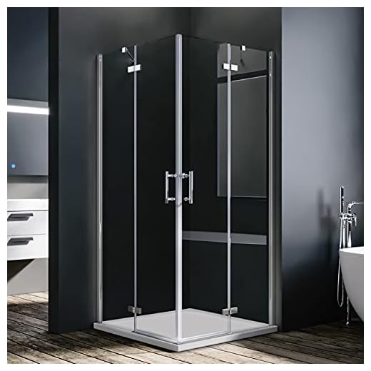 SONNI Duschkabine 90x90 cm Eckeinstieg 195cm Höhe mit Pendeltüren aus 6 mm NANO-Glas Duschkabine Scharniertür Duschabtrennung Eckeinstieg
