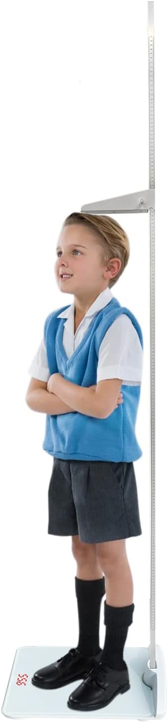 Báscula digital de tamaño y peso, plataforma combinada con telémetro portátil desmontable, peso máximo 100 kg, altura de la barra: 191 cm, báscula médica para niños y adultos