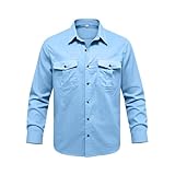 Aniywn Jean Shirt for Men Long Sleeve Slim Fit Button Down Jacket Causal Lightweight Tops Fashion Denim Shirts with Pockets Blue