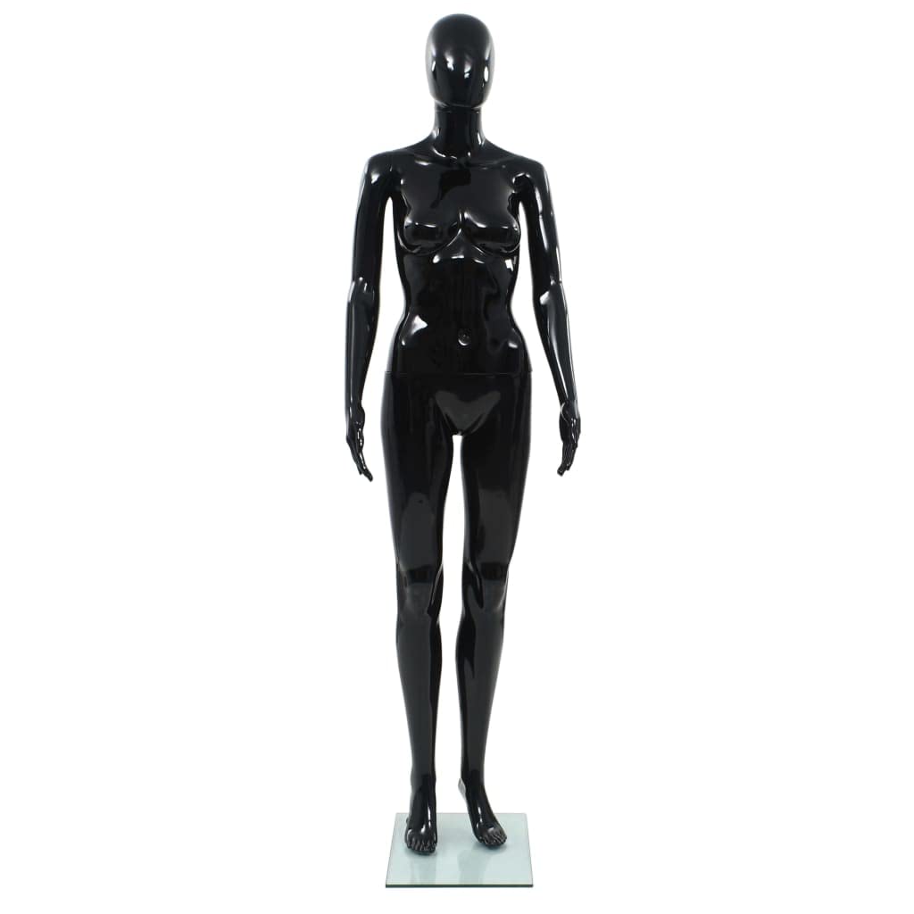 vidaXL Full Body Glossy Black Female Mannequin - Rotatable Head & Arms, Lightweight, Durable, Easy Assembly for Clothes, Wigs & Shoes Display
