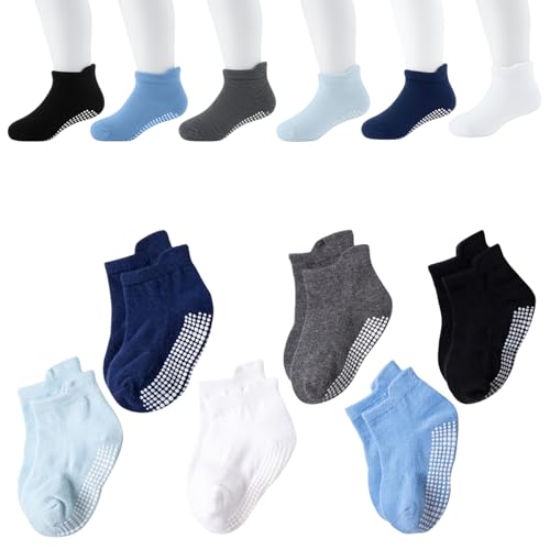 Image of MOMISY Cotton Anti-Skid Baby Girl Boys Toddlers Infant Non Slip Socks-6 Pairs (Dotted, 1 to 3 years)