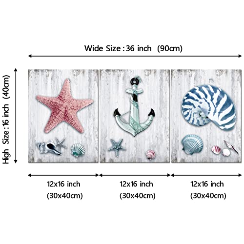 YeiLnm Starfish Picture Wooden Anchor Wall Decor Wall Hanging for Bathroom with Sea Shells by YeiLnm - Used condition - Image 6