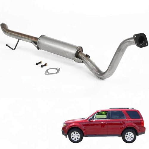 Ratzdala 54803 100% Match OEM, Stainless Steel Direct Fit Rear Exhaust Muffler Fit For 2009-2012 Ford Escape 2.5L 2009-2011 Mazda Tribute 2.5L, New Replacement With Accessories OE#9L8Z-5A212-A