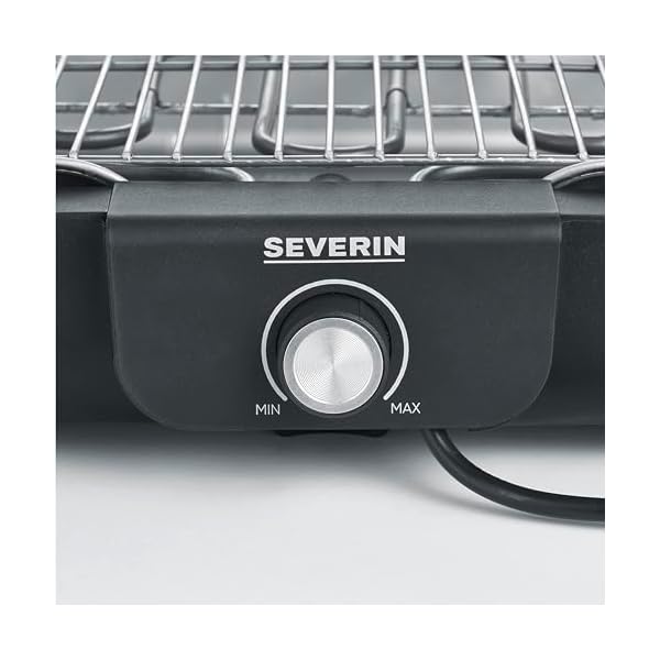 SEVERIN Tischgrill mit Edelstahl-Grillrost, für drinnen und draußen, 2.300 W, 37x 29 cm Grillfläche, Temperaturregelung thermostatgesteuert, schwarz, PG 8554 – Bild 6