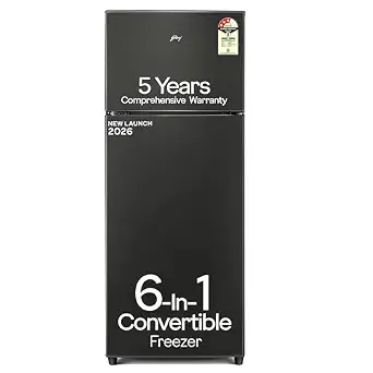 Godrej 244 L 3 Star 5 Years Comprehensive Warranty New Launch | 6-in-1 Freezer Convertible | 95%+ Food Surface Disinfection | Double Door Refrigerator (RT EONVALOR 280CN RCIF FS ST, Fossil Steel)