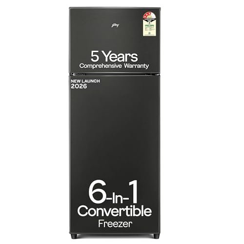 Godrej 244 L 3 Star 5 Years Comprehensive New Launch | Convertible Freezer | 95%+ Food Surface Disinfection | Double Door Refrigerator (2026 Model, RT EONVALOR...