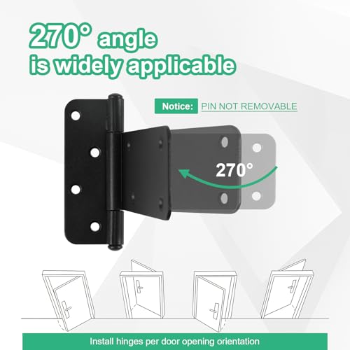 6 inch Gate Hinges,280 Lbs Capacity, 4 Pack Matte Black Heavy Duty Hinges by Wmebee - Used condition - Image 5