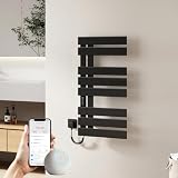 EMKE Elektrischer Handtuchheizkörper 850x400 mm, Intelligenter Handtuchwärmer mit WiFi-App-Steuerung, Timer & Thermostat, Badheizkörper zur Wandmontage, 230 Watt, IP45, Schwarz