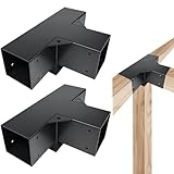 DEVALLEY 4-Way Pergola Brackets Kit, DIY Right Corner Woodwork Brackets for 4" x 4" (Actual:3.5"x3.5") Lumber for Patio Pergolas, Gazebos, Log Cabin W/Hardware (2 Pack)……