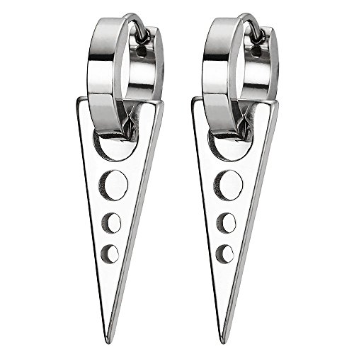 Tribal Stainless Steel Triangle Drop Huggie Hinged Earrings For Men Women, 2Pcs #TOP17