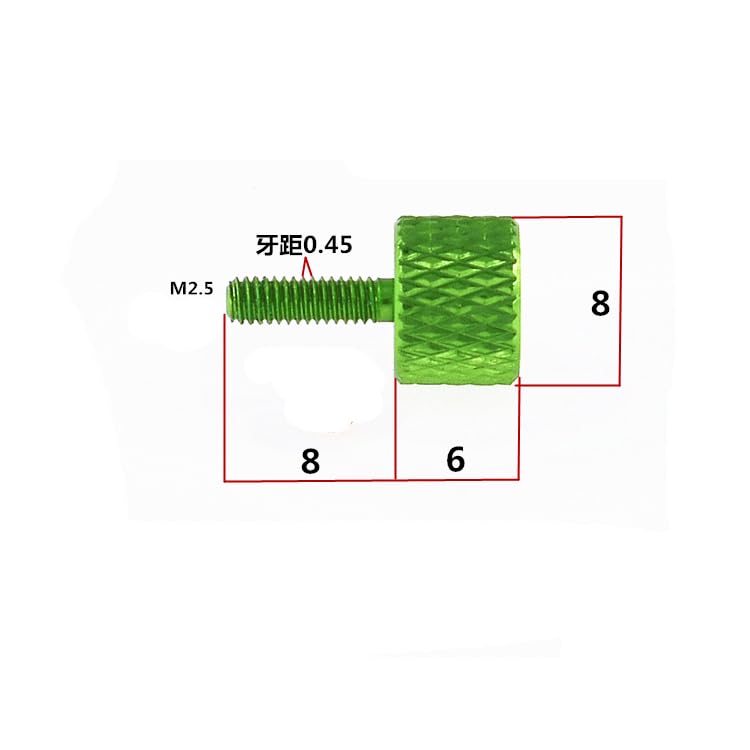 4Pcs M2.5 Ultra-Light Aviation Aluminum Alloy Knurled Head Screw Hand Twist Cylinder Flat Bolts - (Size: M2.5x15mm (Green))
