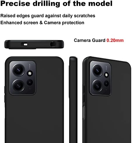 Fitudoos silikonowe etui kompatybilne z Xiaomi Redmi Note 12 4G, płynna silikonowa powłoka, odporna na wstrząsy, czarne.