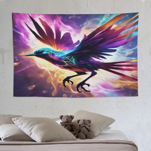 Tapisserie murale oiseau coloré pour camoufler un mur blanc tenture 3D