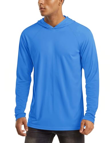 Image of MAGCOMSEN Men's Hooded UPF 50+ Sun Protection T Shirts Long Sleeve Athletic Fishing Shirts Rash Guards