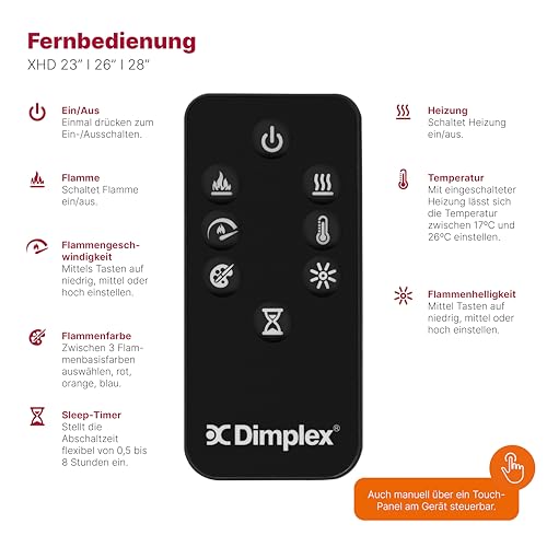 Dimplex Elektrokamin Einsatz XHD 28’’ /71cm - Wandkamin - Elektrokamin mit Heizung - 1400W - LED Optiflame Flammeneffekt - Zuschaltbare Heizleistung - Inklusive Fernbedienung