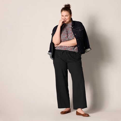Amazon Essentials Women's Pull On Linen Blend Drawstring Relaxed Fit Wide Leg Pant, Black, X-Small by Amazon Essentials - Image 6
