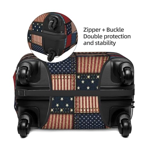 American Flag Patchwork Print Luggage Suitcase Covers Elastic Washable Luggage Protector Luggage Covers For Suitcase4