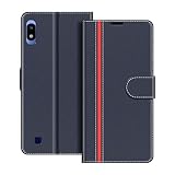COODIO Coque en Cuir Samsung Galaxy A10, Étui Téléphone Samsung A10, Housse Pochette Galaxy A10 Fonction Stand Etui Coque pour Samsung Galaxy A10 / Galaxy M10, Bleu Foncé/Rouge