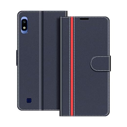 COODIO fodral till Samsung Galaxy A10, magnetiskt flip-fodral telefonfodral kompatibel med Samsung Galaxy A10 mobilfodral, Mörkblå/Röd