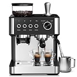 Havato Espresso Machine with Grinder Built-in, Professional 15 Bar Semi-automatic Coffee Maker with Milk Frother Steam Wand for Cappuccino/Latte, 2.8L Removable Water Reservoir, Ideal for Home/Office