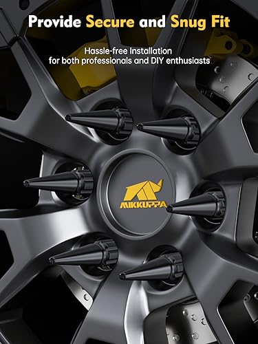 Image of MIKKUPPA 20pcs M12x1.5 Wheel Spike Lug Nuts, M12x1.5 Lug Nut, Cone /Conical Bulge Seat, Black Closed End Nuts with Socket Key Replacement for Chevy Blazer Corvette Camaro Aftermarket Wheel