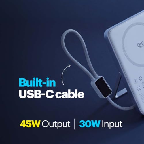 Image of Stuffcool Odin Pro 10000mAh Qi2.2 MagSafe Powerbank, 25W Wireless, 45W PD Wired, Built-in Type-C Cable, Stand & TFT Display, Charges iPhone 18 /18 Pro /Duo & Pixel 11 - 50% in 30 Mins Wirelessly