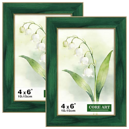 CORE ART 4x6 Green Picture Frame, 2 Pack, HD Plexiglass