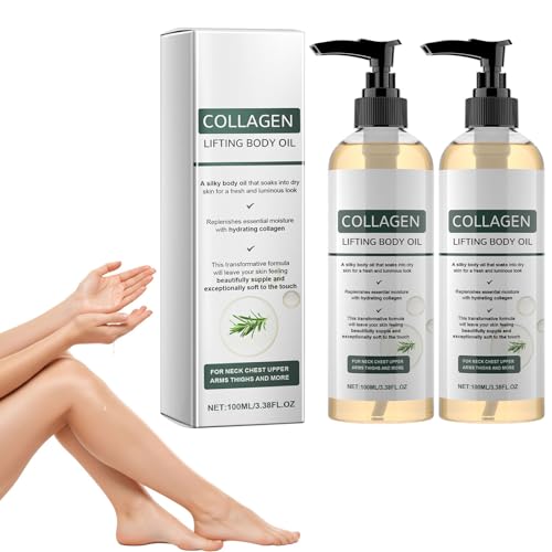 Olio Corpo Lifting al Collagene, Collagen Lifting Body Oil, Collagen Oil, Olio Nutriente Per Pelli Mature, Olio Per il Corpo Lifting Al Collagene, Idratante Rassodante Non Grassa (2 Bottiglia)
