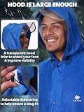ANYOO Wasserdicht Regenmantel Radfahren Regen Poncho Portable Leichte Regenjacke Mit Kapuze Fahrrad Compact Regen Cape Wiederverwendbare Unisex für Backpacking Camping Outdoors,Blau,Einheitsgröße