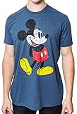 Disney Mickey Mouse Classic Distressed Standing T-Shirt(LG, Indigo Black)