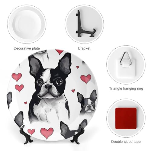 Assiette décorative en céramique Boston Terrier avec support de table pour les vacances - 4
