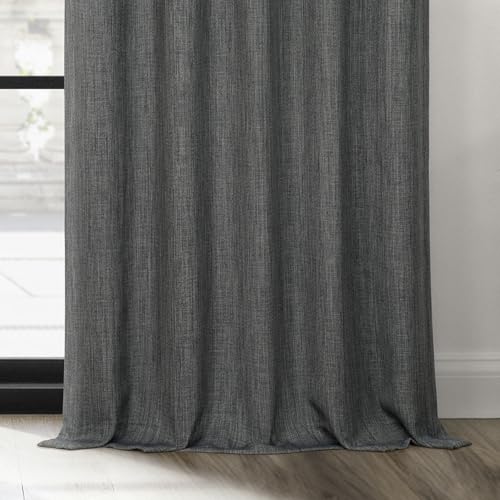 HPD Half Price Drapes BOCH-LN185-P Faux Linen Room Darkening Curtains for Bedroom (1 Panel), 50 X 84, Dark Gravel by HPD Half Price Drapes - Image 3