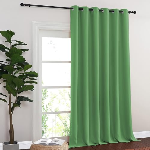 NICETOWN Blackout Room Divider Curtains for Sliding Glass Doors 102 Inches Long 1 Panel, Extra Wide Curtains for Doorway Patio Bedroom Living Room (Froest Green, 80Wx102L, 1 Panel)