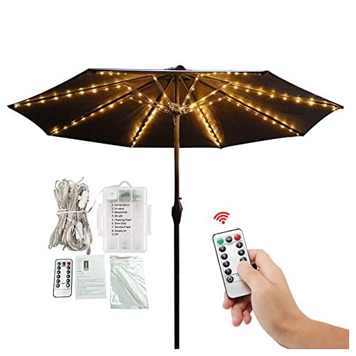 104 LED parasoll med fjärrkontroll Patio Umbrella Light 8 lägen parasoll belysning vattentät trådlös camping LED-lampa för trädgård strand utomhuslampor BBQ party camping (armvit)