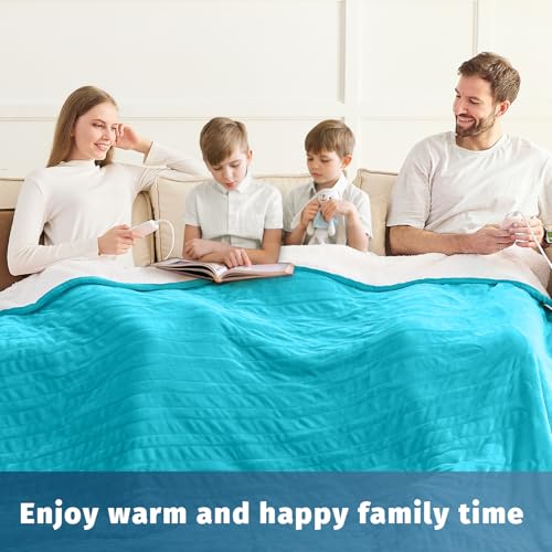 Heated Electric Blanket King Size - 90" x 100" Heating Blanket with Dual Control, 10 Heating Levels & 8 Hours Auto Off, Soft Warm Flannel Blanket, Christmas Birthday Gifts for Senior Grandma — view 4