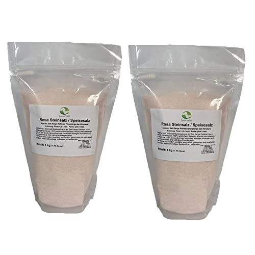 SudoreWell® 2 x sal de roca rosa de Salt Range Pakistán - 100% natural de sal cristalina grano: fino 0,5-1 mm, 1,0 kg Cover
