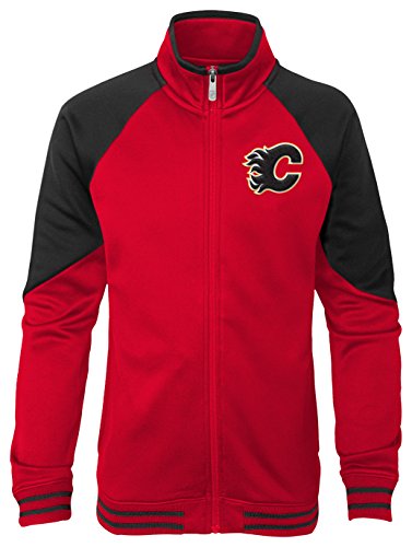 Outerstuff NHL Calgary Flames Youth Girls Faceoff Full Zip Jacket, Large(14), Red