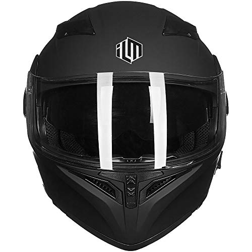 ILM Bluetooth Motorcycle Helmet Modular Flip up Full Face Dual Visor Mp3 Intercom FM Radio DOT Model 902BT(Matte Black, XL) by ILM - Image 7