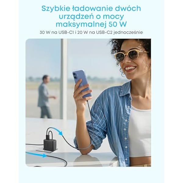 Зарядное устройство Anker Zolo USB C 4-портовый настенный адаптер с максимальной выходной мощностью 50 Вт 2 порта USB-C и 2 порта USB-A компактный и устойчивый дизайн для iPhone 17 16 серии MacBook iPad