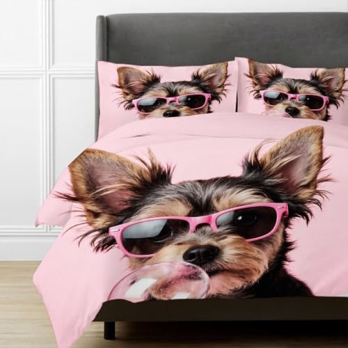 Housse de couette microfibre légère parures de lit 240x260 cm chien
