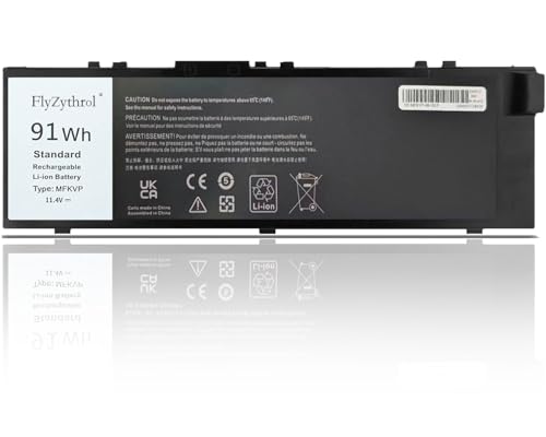 FlyZythrol 91Wh MFKVP battery Compatible with Dell precision 15 7510 7520 17 7710 7720 M7510 M7710 Series T05W1 GR5D3 M28DH RDYCT 1G9VM 0FNY7 451-BBSF 451-BBSB