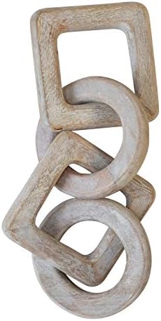 Creative Co-Op Mango Wood Chain Décor, Whitewashed Decor, Natural