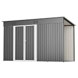 Metall-Gerätehaus 4x10 FT mit Doppeltür & Belüftung, Robustes Stahl-Gartenhaus für...