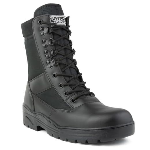 Savage Island Botas Negras Piel Tipo Militar