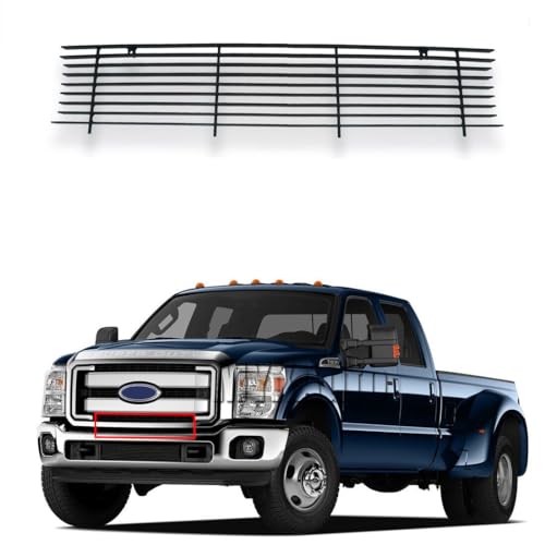 Grill Fits Ford F-250 F-350 F-450 F-550 SD 2011-2016 Super Duty SD Black Aluminum Billet Front Lower Bumper Grille Grille Insert 2012 2013 2014 2015