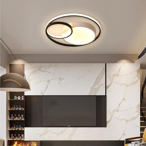 Plafonnier LED dimmable rond noir et blanc de 40cm avec télécommande - 7