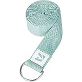 REEHUT Yoga Cinturon Correa Yoga Algodon 1.8m, 2.4m, 3m con Hebilla Metal D-Anillos Resistente Cinturón de Yoga para Ejercicios de Estiramiento Fitness Pilates y Flexibilidad (8ft, Verde)